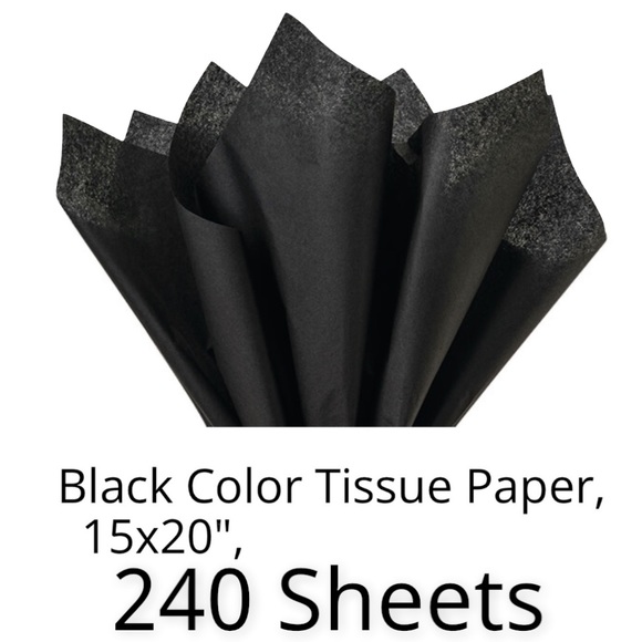 Mailers And More Other - Tissue Paper, Black, Bulk Pack, 240 Sheets, 15x20